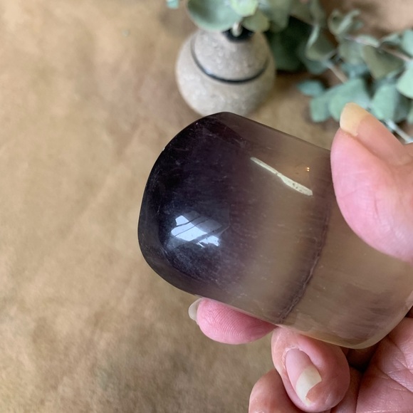 High Grade Yellow Purple Fluorite Palm Stone - Picture 5 of 5